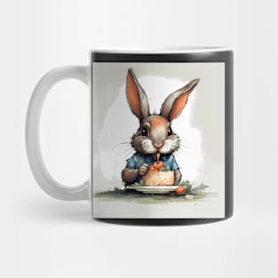 Cute Bunny Eating Carrot Cake Type 2 Mug